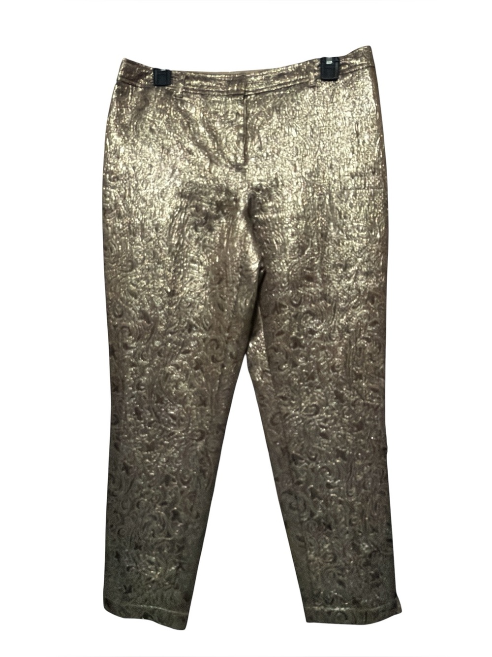 Black Label by Chico Metallic Gold Textured Ankle Pants